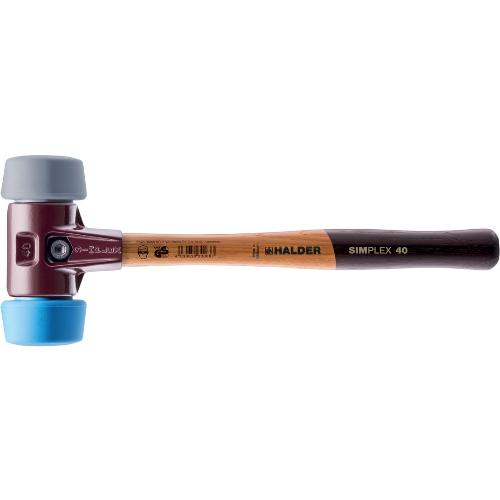 HALDER SIMPLEX-Schonhammer, 50:40, TPE-soft / TPE-mid; mit Tempergussgehäuse und hochwertigem Holzstiel | D=50 mm | 3013.051