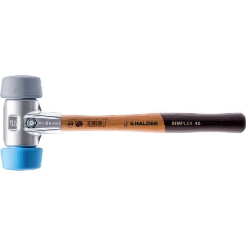 HALDER SIMPLEX-Schonhammer, 50:40, TPE-soft / TPE-mid; mit Aluminiumgehäuse und hochwertigem Holzstiel | D=50 mm | 3113.051