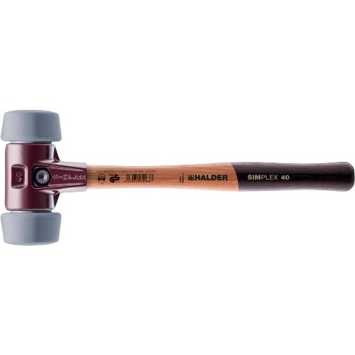 HALDER SIMPLEX-Schonhammer, 50:40, TPE-mid; mit Tempergussgehäuse und hochwertigem Holzstiel | D=50 mm | 3003.051