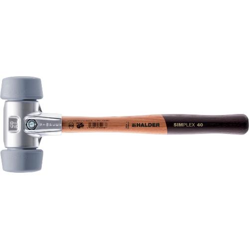 HALDER SIMPLEX-Schonhammer, 50:40, TPE-mid; mit Aluminiumgehäuse und hochwertigem Holzstiel | D=50 mm | 3103.051