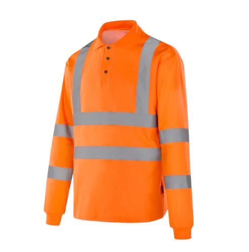 WERKVIS GENEVE Hi-Vis Langarm-POLO Orange Größe: M